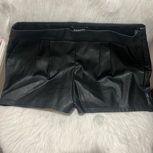 Black leather shorts